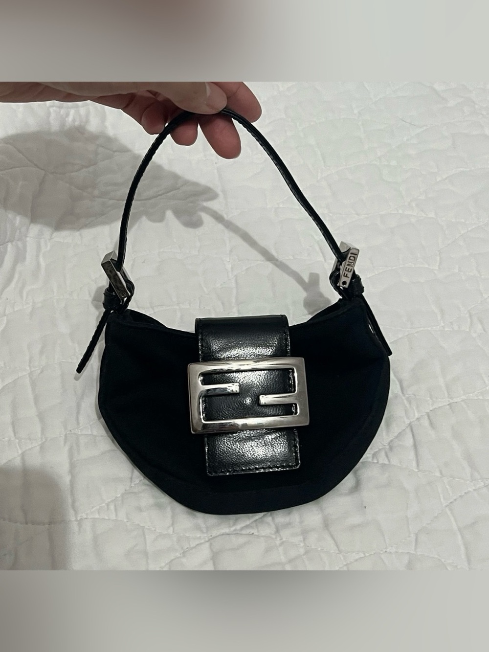 Fendi Black Mini Shoulder Bag with Silver Hardware